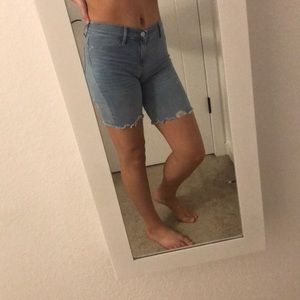 Distressed Fitted Denim Shorts